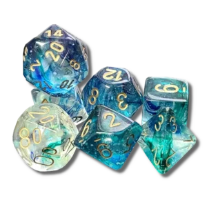 Chessex - Boite de 7 Dés - Nebula - Océanique/Or
