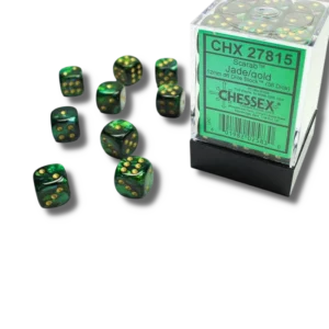 Chessex boîte de 36 D6 - Scarab - Jade Gold