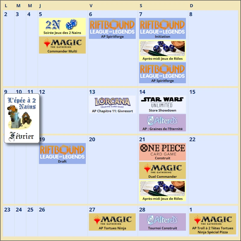 Agenda de Février